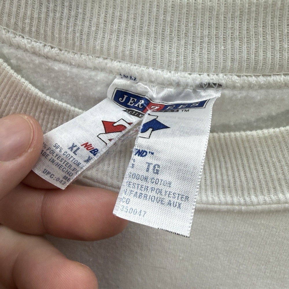 Vintage Jerzees Sweatshirt Womens XL White Crewneck Cats Winter Christmas Y2K - Picture 8 of 12